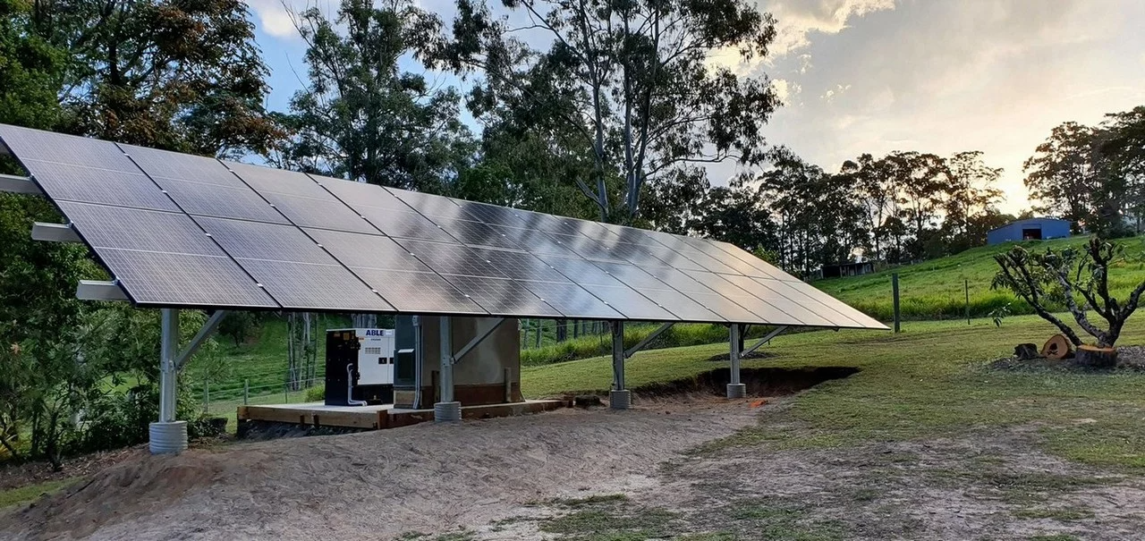 Photo of free standing solar panels