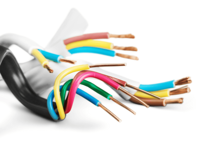 Colourful electrical wires.