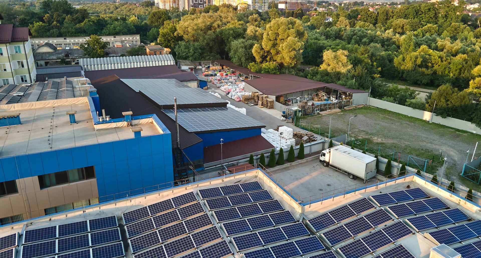 Aerial view of a commercial solar facility